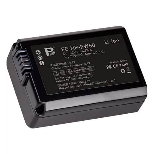 FB NP-FW50 Lithium-Ion Rechargeable Battery for a5100, a6000, a6500, a6300, a6400, ZV-E10, A7, a7II, a7RS, a7S, a7R Cameras – Black