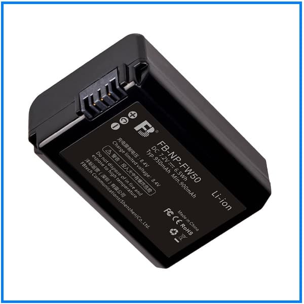 FB NP-FW50 Lithium-Ion Rechargeable Battery for a5100, a6000, a6500, a6300, a6400, ZV-E10, A7, a7II, a7RS, a7S, a7R Cameras – Black 2