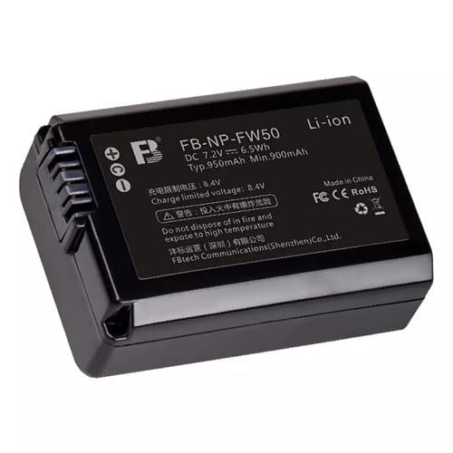 FB NP-FW50 Lithium-Ion Rechargeable Battery for a5100, a6000, a6500, a6300, a6400, ZV-E10, A7, a7II, a7RS, a7S, a7R Cameras – Black
