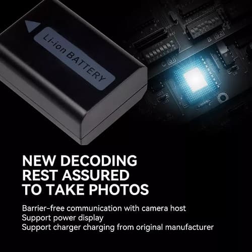 FB NP-FW50 Lithium-Ion Rechargeable Battery for a5100, a6000, a6500, a6300, a6400, ZV-E10, A7, a7II, a7RS, a7S, a7R Cameras – Black 3