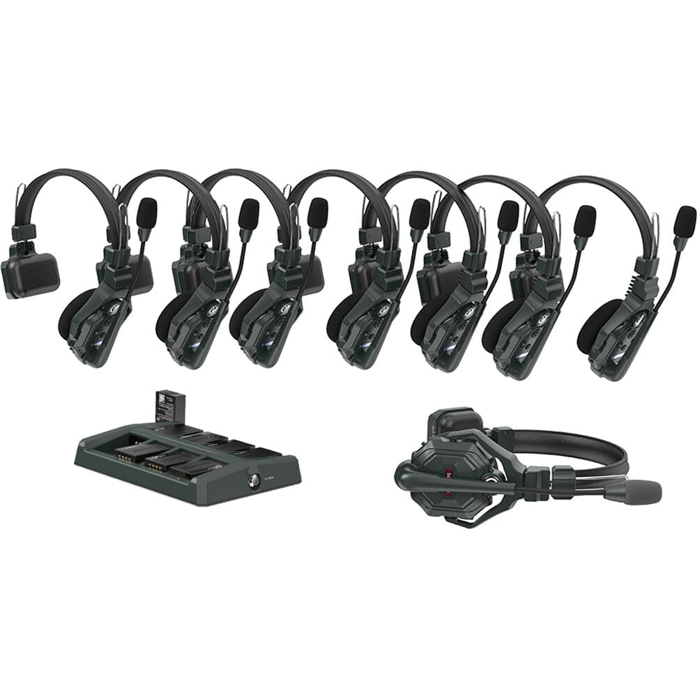 Hollyland Solidcom C1-8S wireless intercom system with 8 headsets