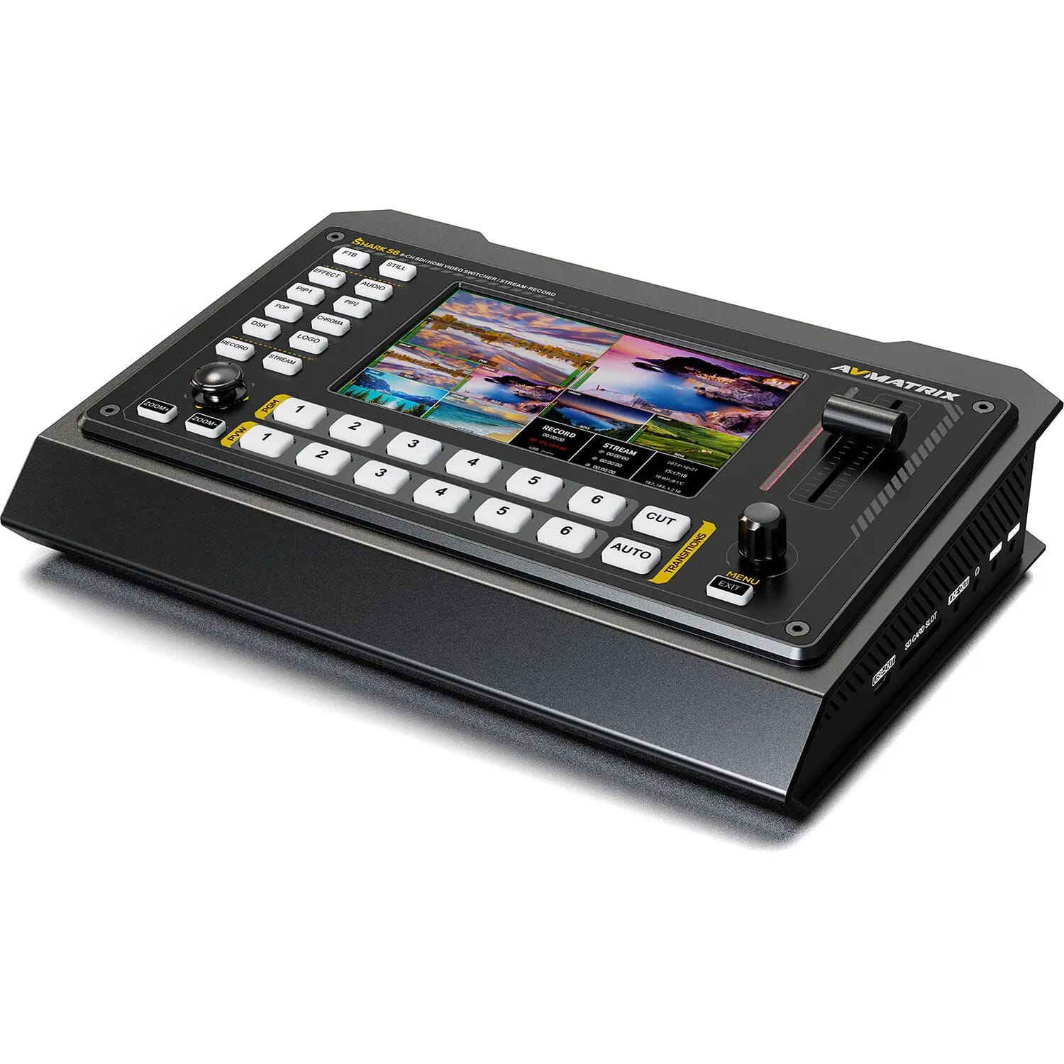 AVMATRIX Shark S6 6-Channel HDMI/SDI Video Switcher with control buttons