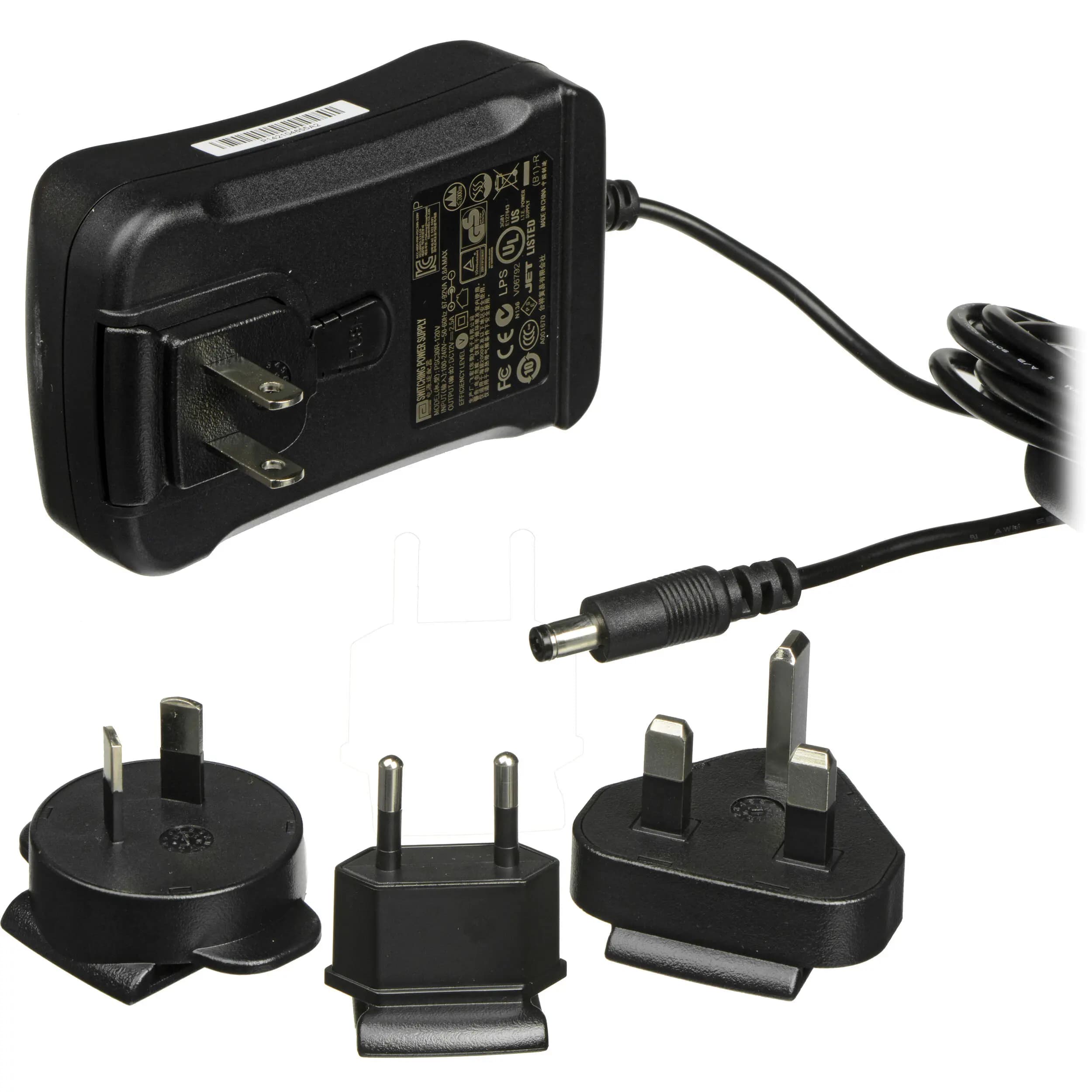 Blackmagic Design 12V power supply with interchangeable plugs