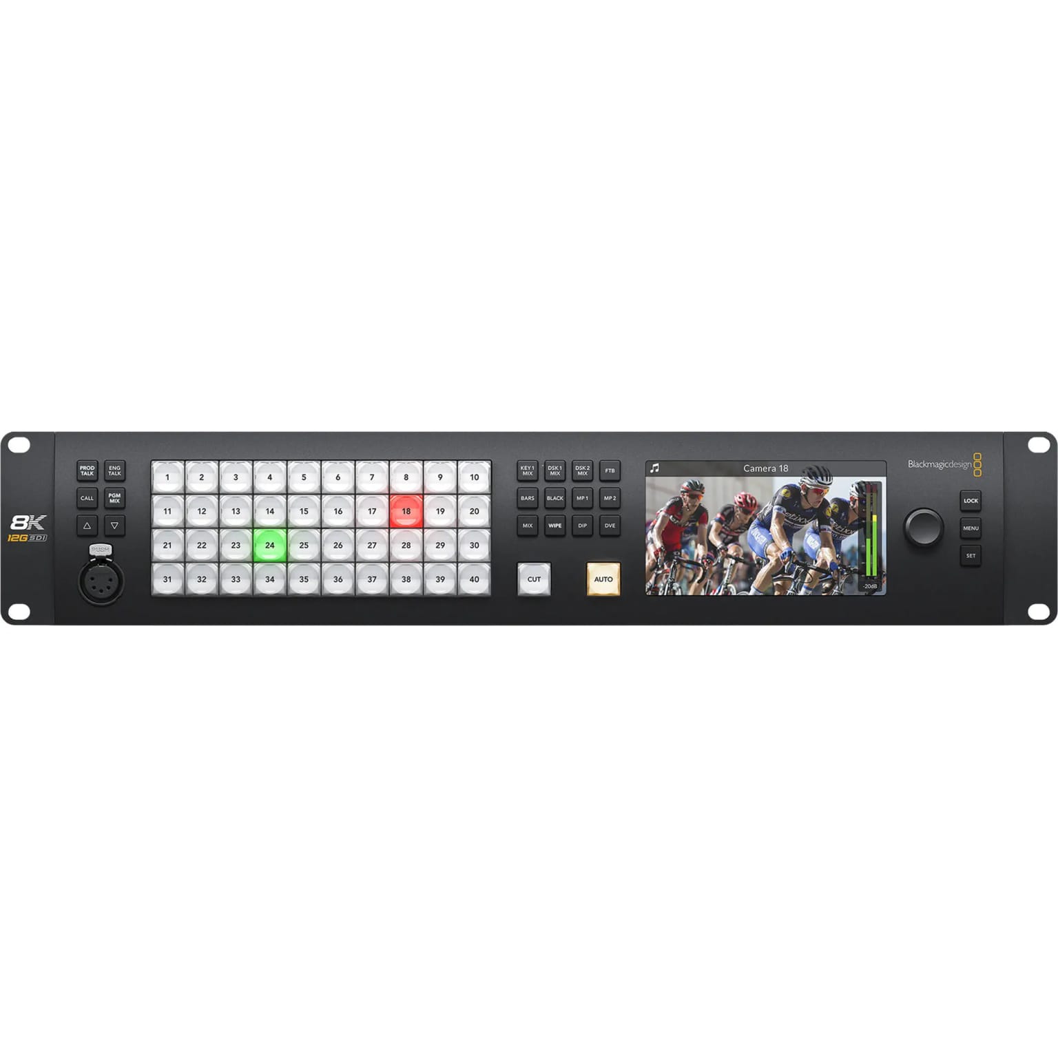 Blackmagic Design ATEM Constellation 8K video switcher with buttons and display