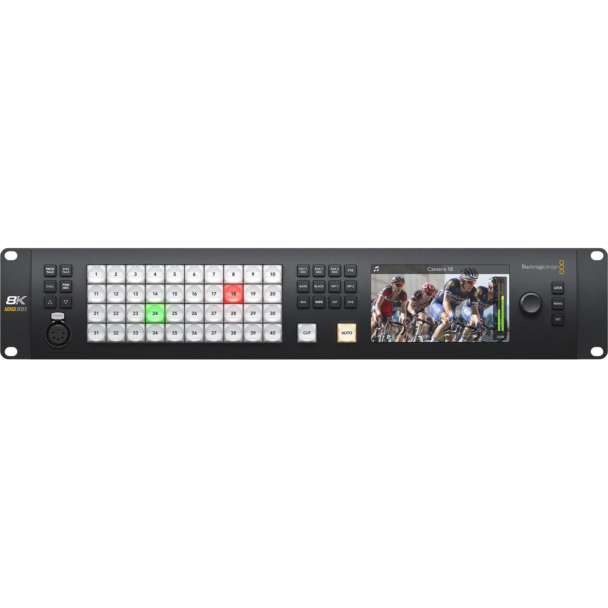 Blackmagic Design ATEM Constellation 8K video switcher with buttons and display