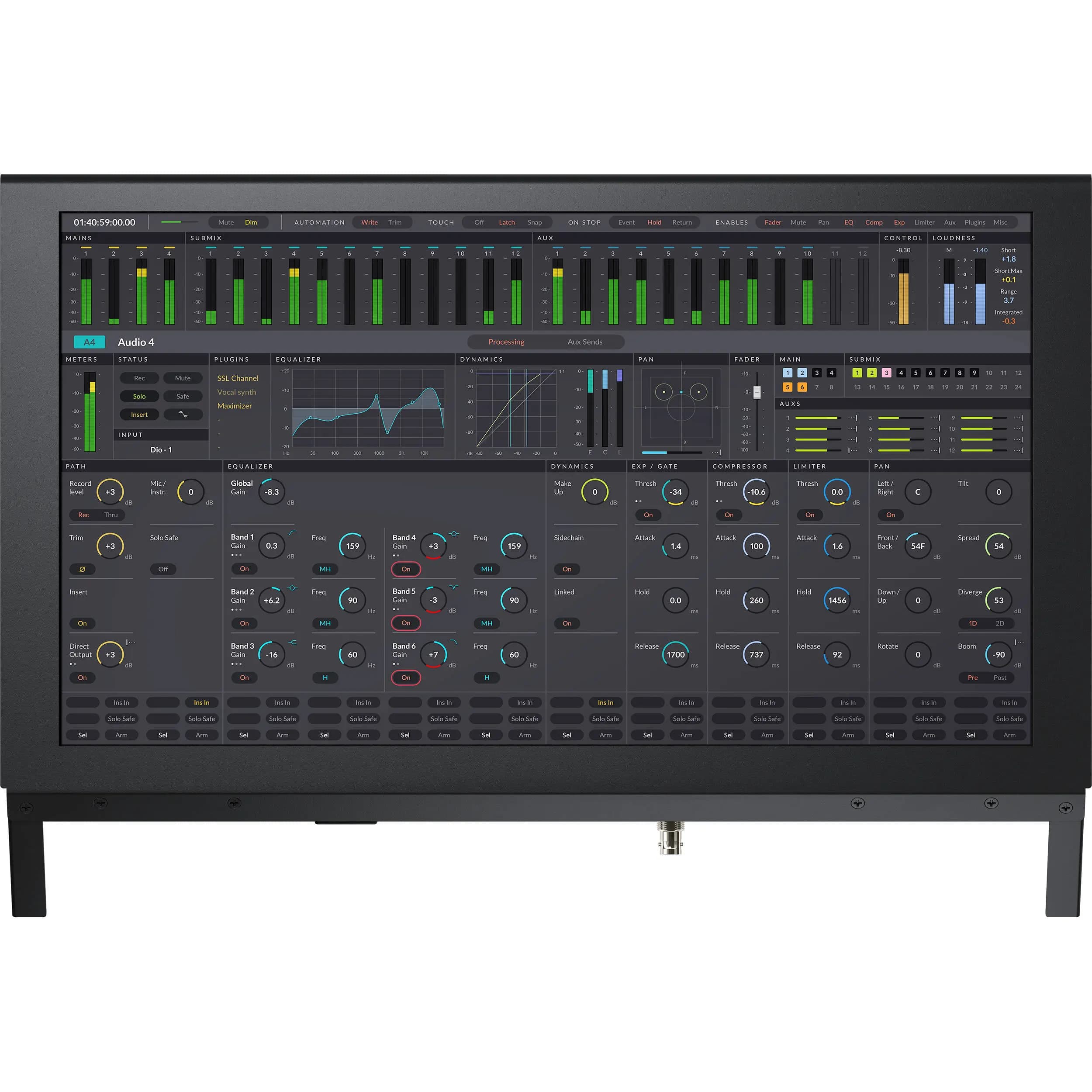 Blackmagic Design Fairlight Console LCD Monitor interface