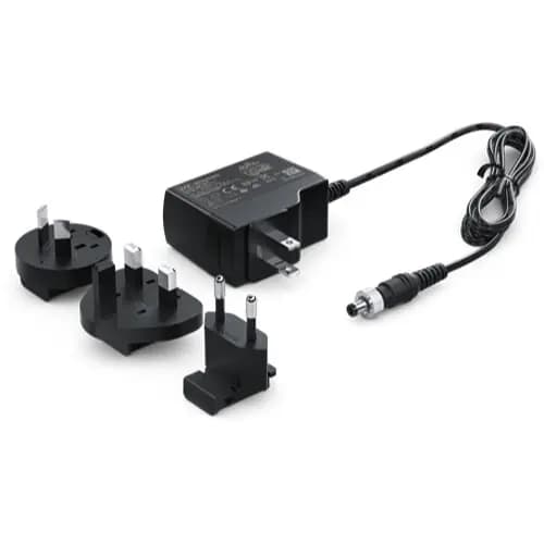 Blackmagic Design power supply with interchangeable plugs for Video Assist 12G
