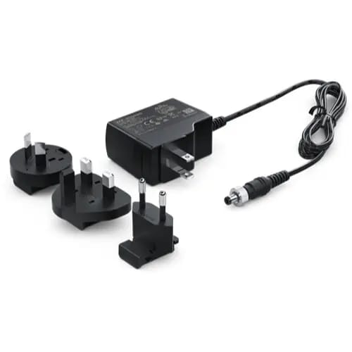 Blackmagic Design power supply with interchangeable plugs for Video Assist 12G
