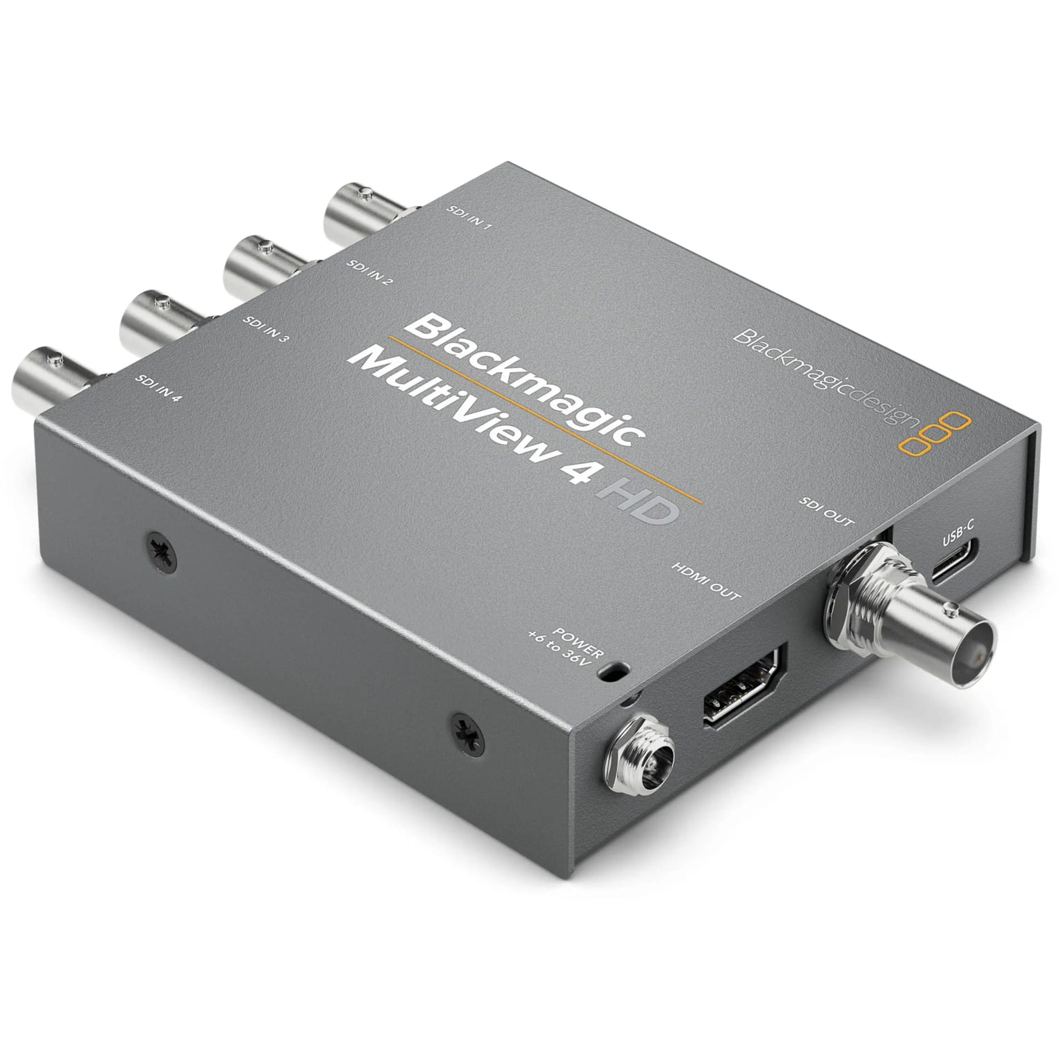 Blackmagic Design MultiView 4 HD video switcher with multiple inputs.