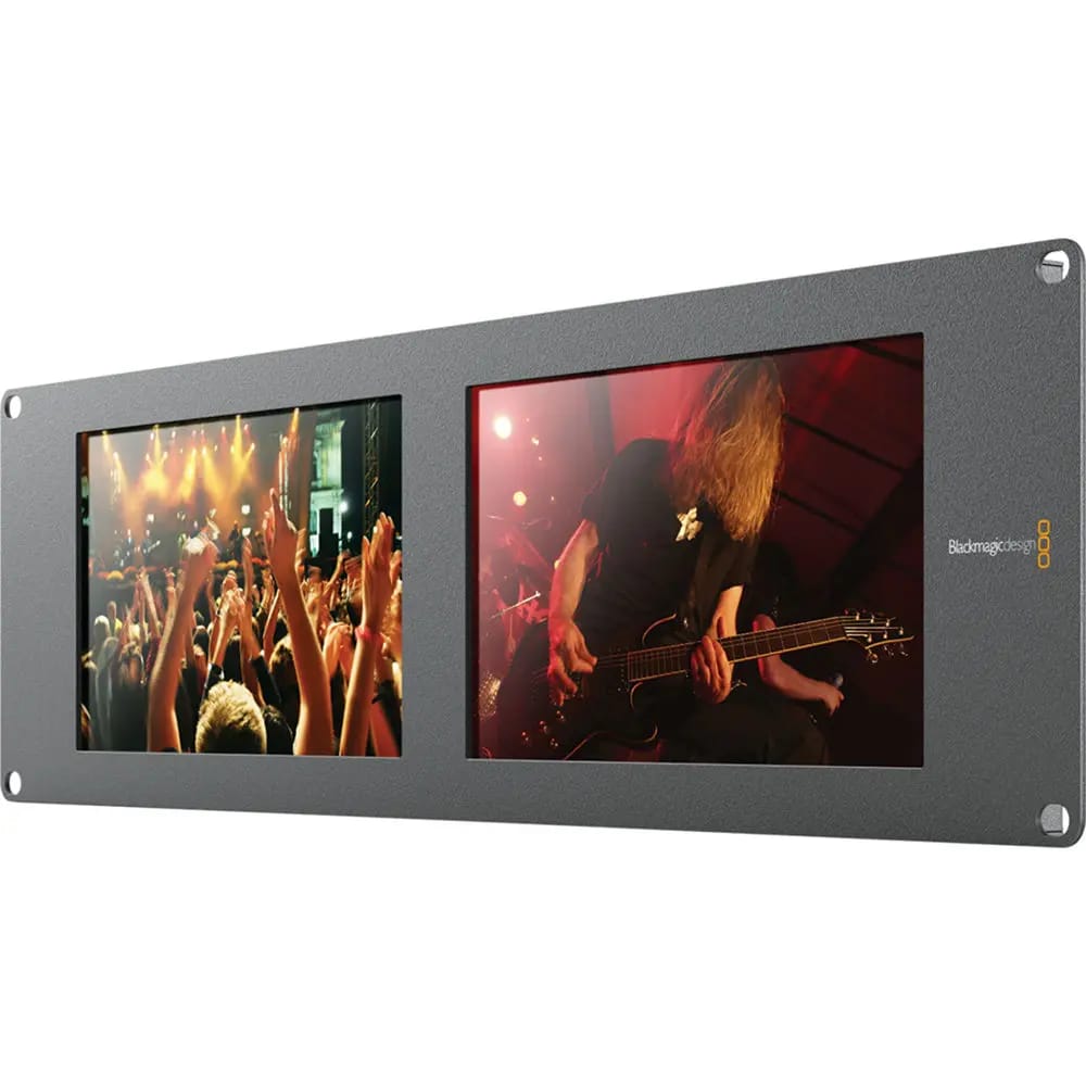 Dual 8-inch LCD monitors displaying live concert footage
