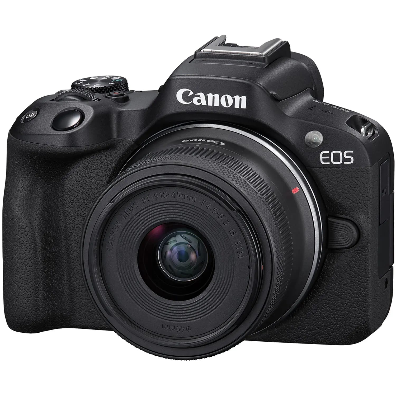 Canon EOS R50 mirrorless camera with 18-45mm lens in black