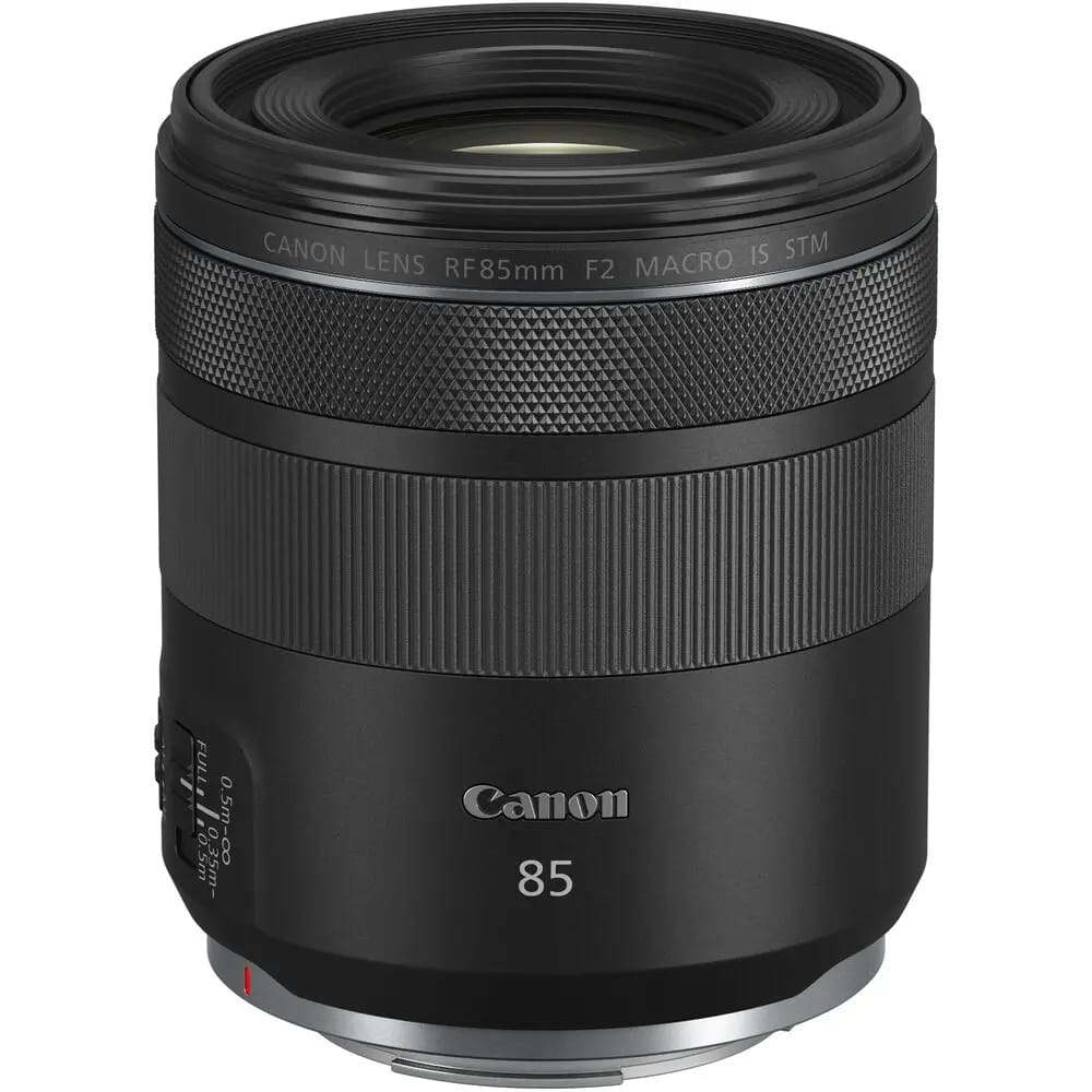 Canon RF 85mm f/2 Macro IS STM Lens with textured grip