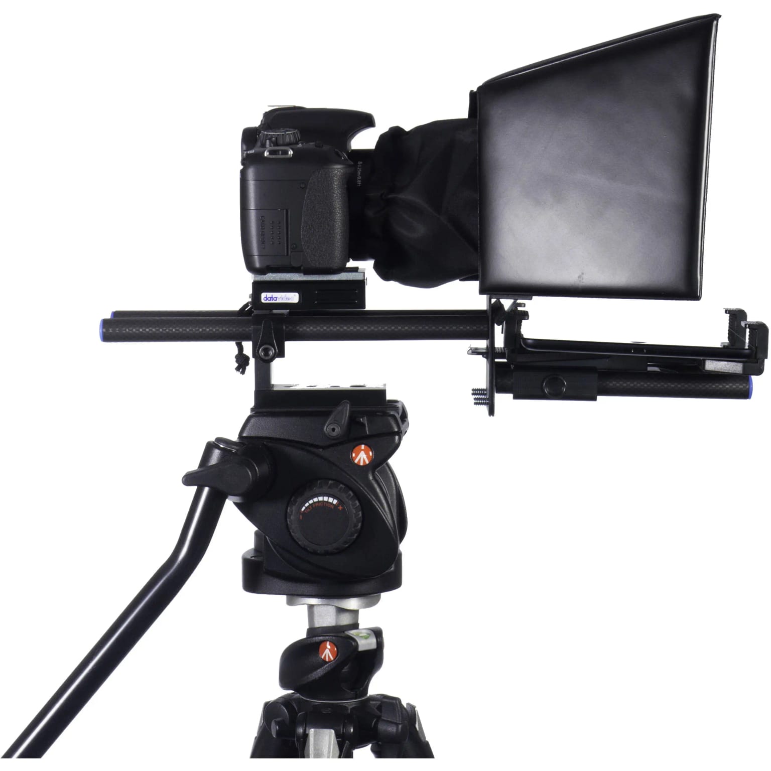 Datavideo Prompter Kit mounted on a DSLR camera