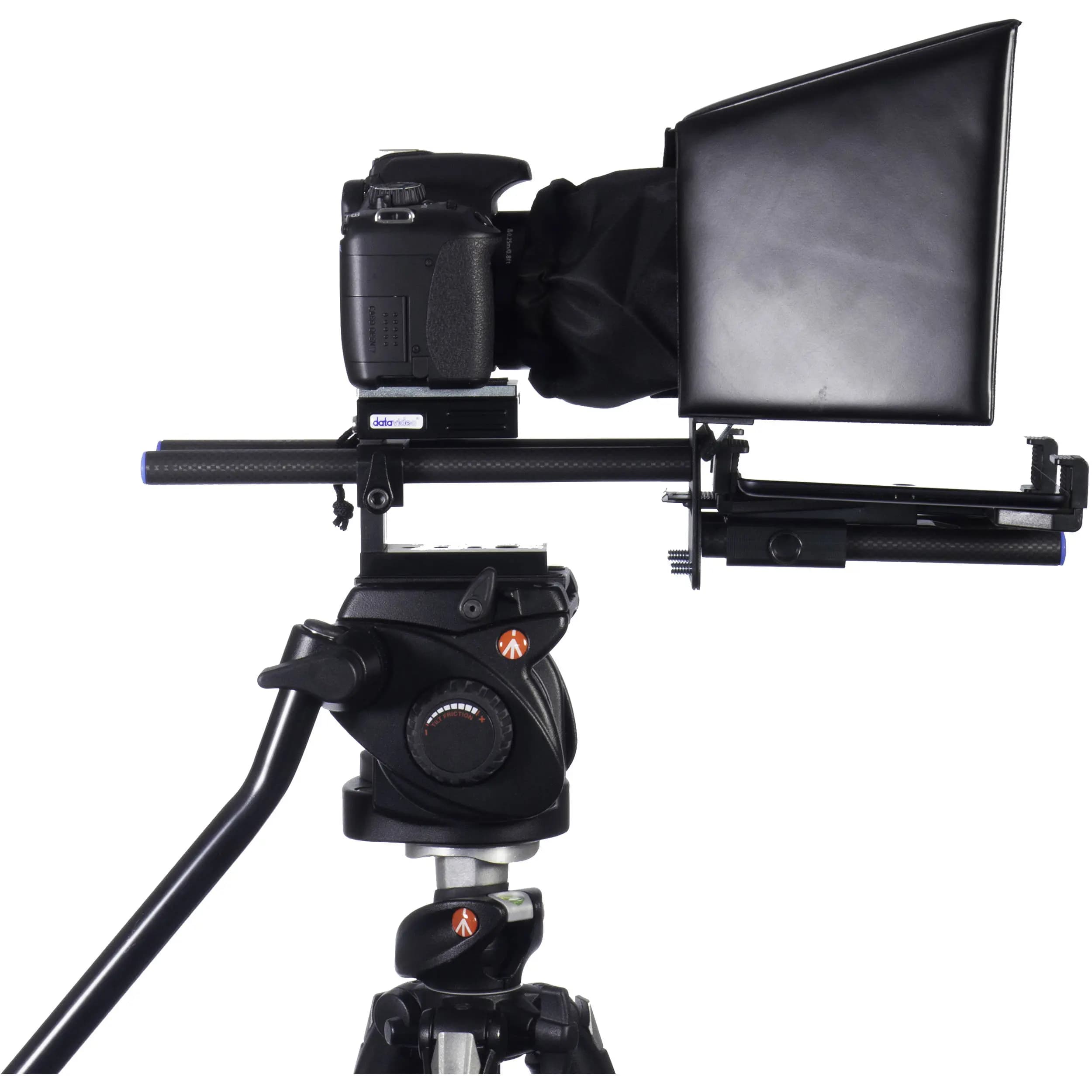 Datavideo Prompter Kit mounted on a DSLR camera