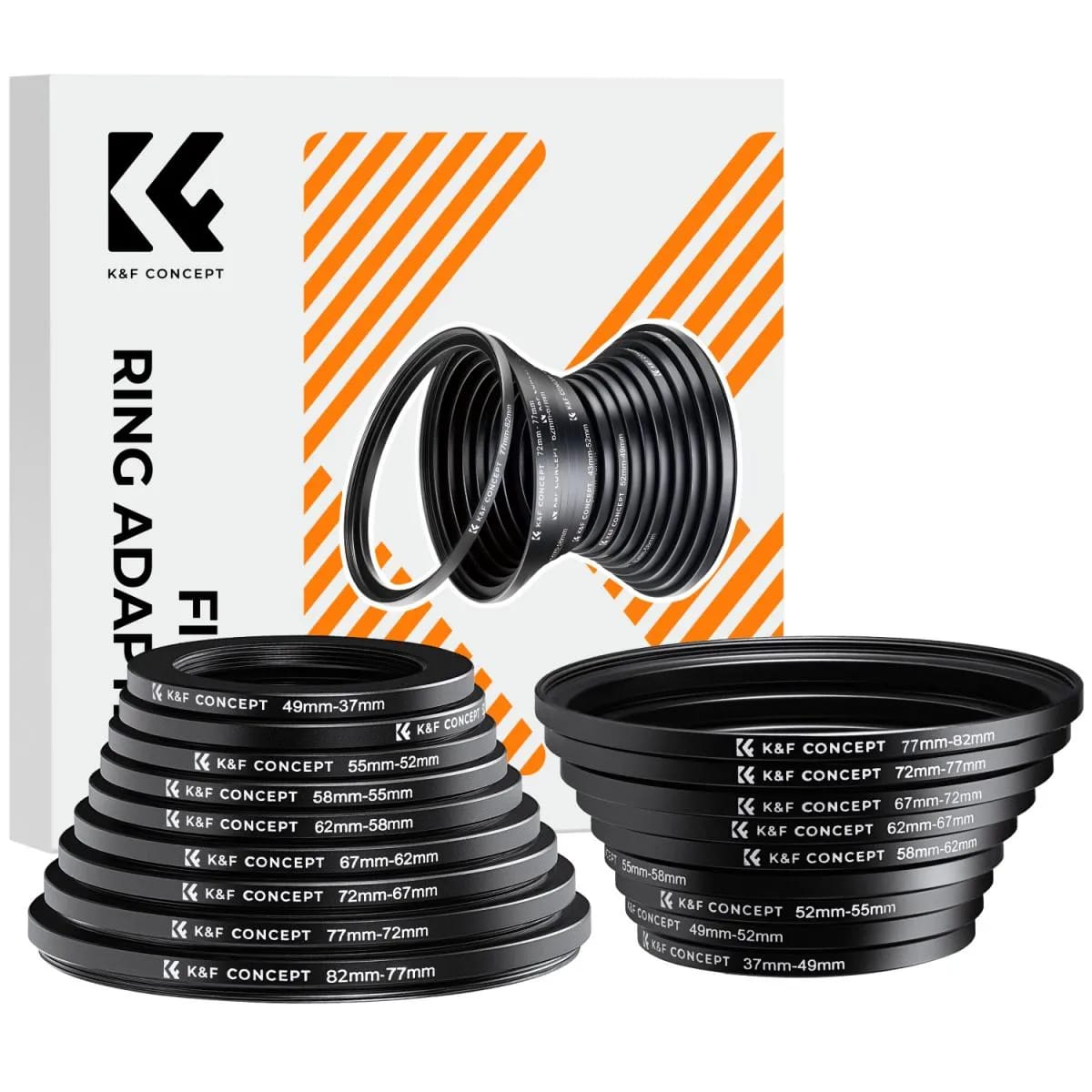 K&F Concept 18-in-1 Step Up & Step Down Filter Ring Adapter Set (9 Step-Up + 9 Step-Down Rings) (SKU0629)