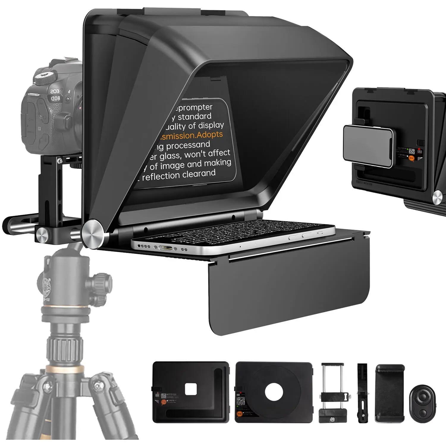 LENSGO TC7II Portable Teleprompter Kit for smartphones and cameras