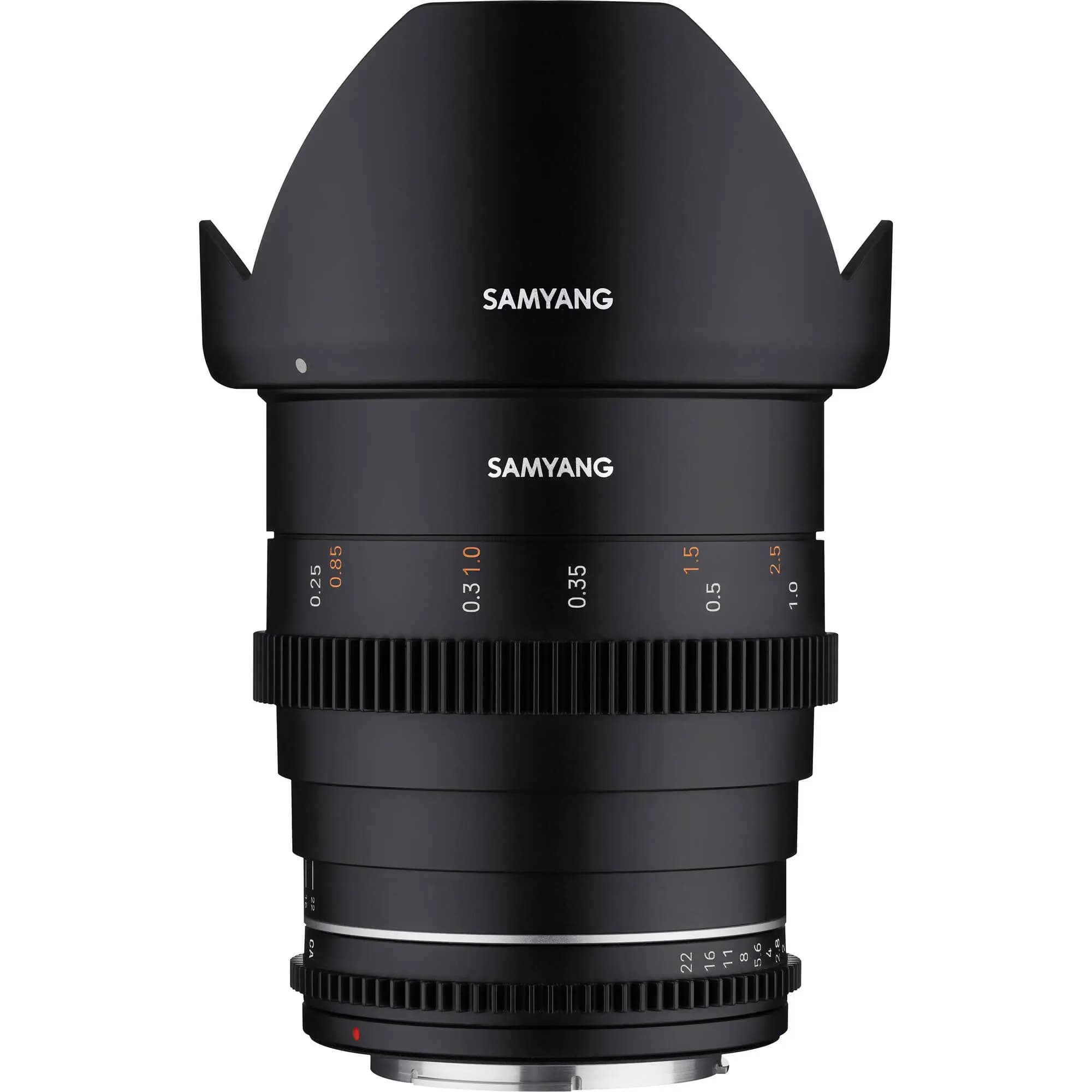 Samyang 24mm T1.5 VDSLR MK2 Cine Lens with hood