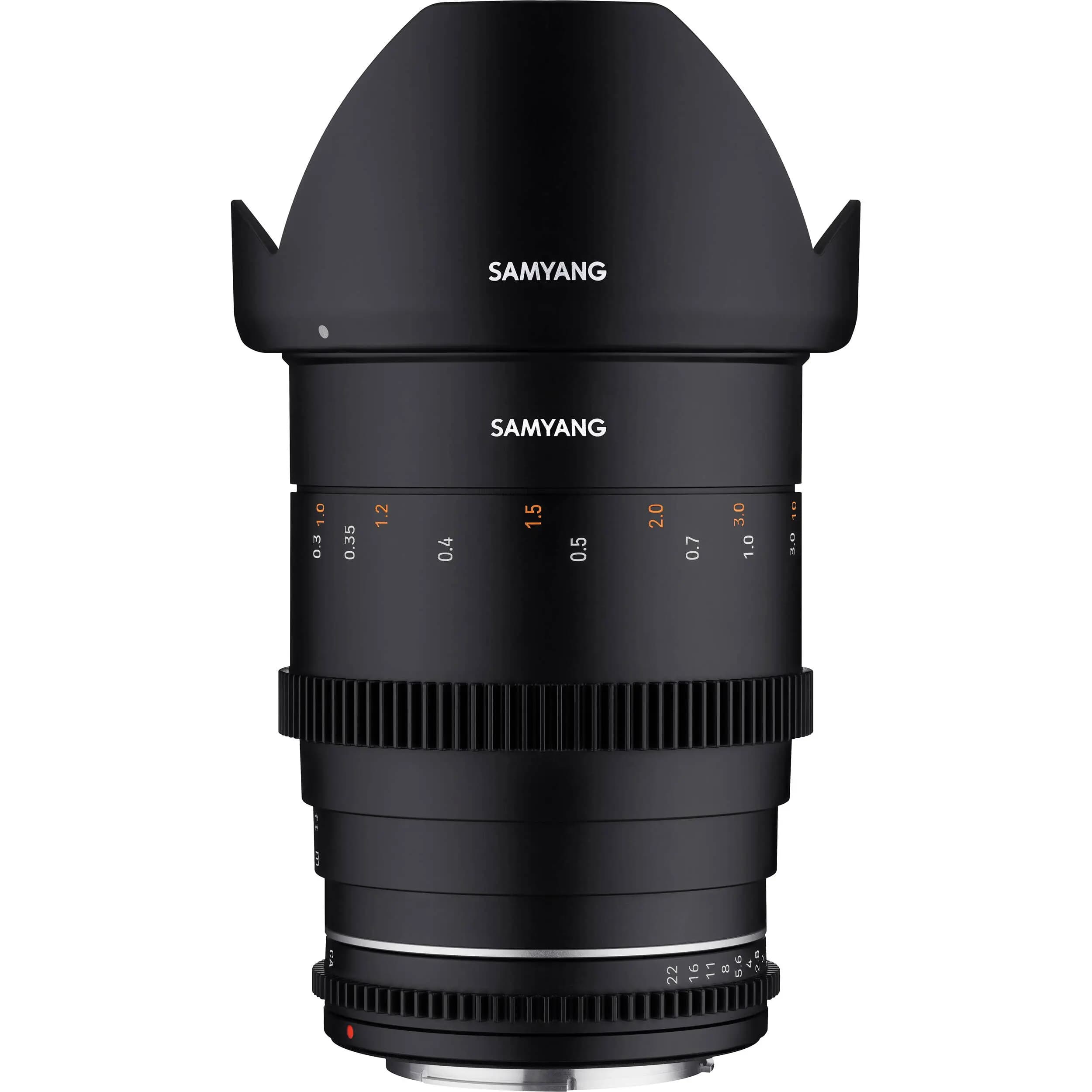 Samyang 35mm T1.5 VDSLR MK2 Cine Lens with hood