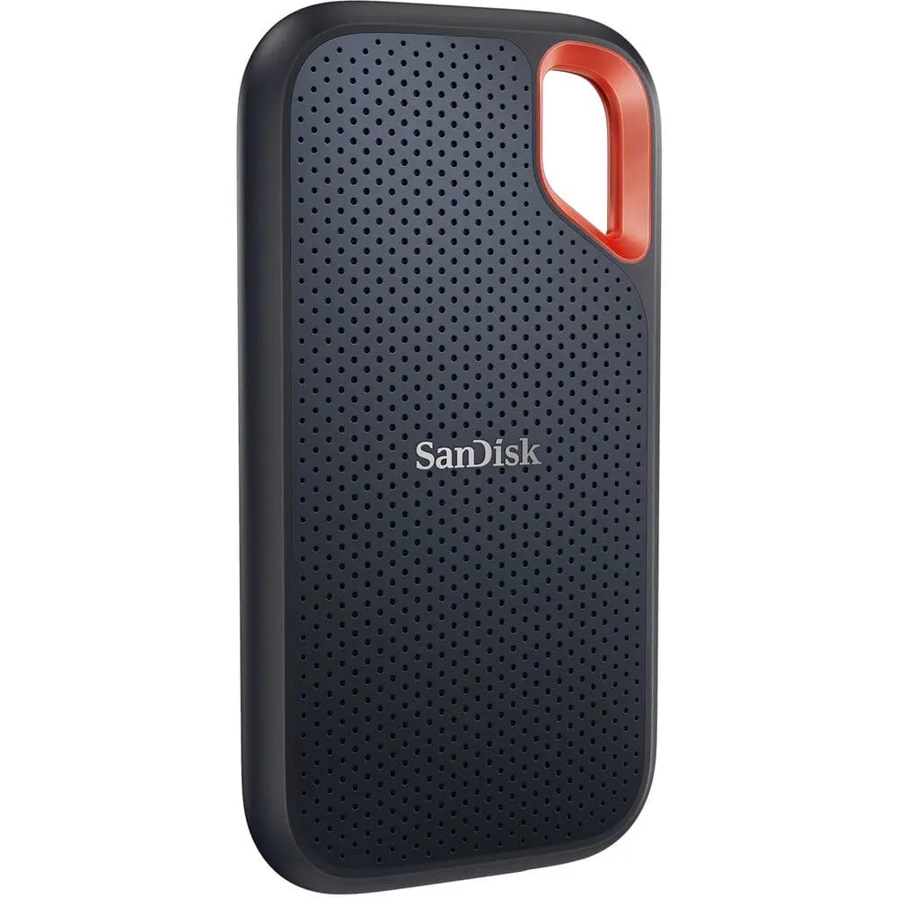 SanDisk 2TB Extreme Portable SSD V2 in black with textured surface