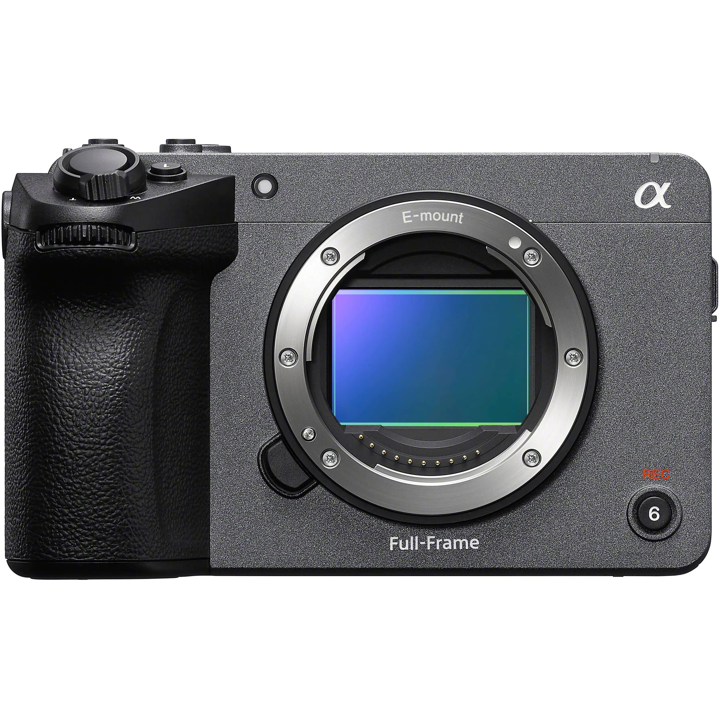 Sony FX5 Cinema Camera front view with E-mount and full-frame sensor