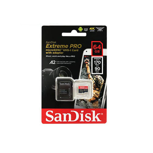 SanDisk 64GB 170MB/s Extreme Pro UHS-I 4k Professional Micro SDXC Memory Card
